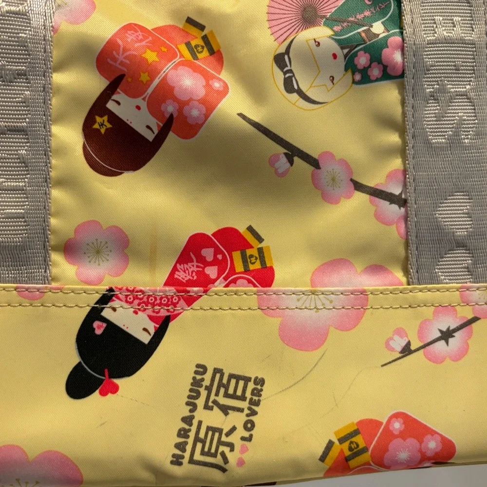 Harajuku Lovers Vintage Nylon Yellow Printers Pattern Handbag - Picture 6 of 8